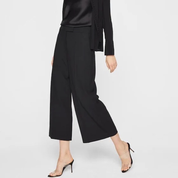 Club Monaco High Rise Wool Blend Wide leg Cropped Pant - Picture 1 of 9